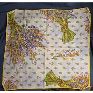 Vintage Set of 8 Lavender Bouquet Cotton Print Napkins French Provencal Design